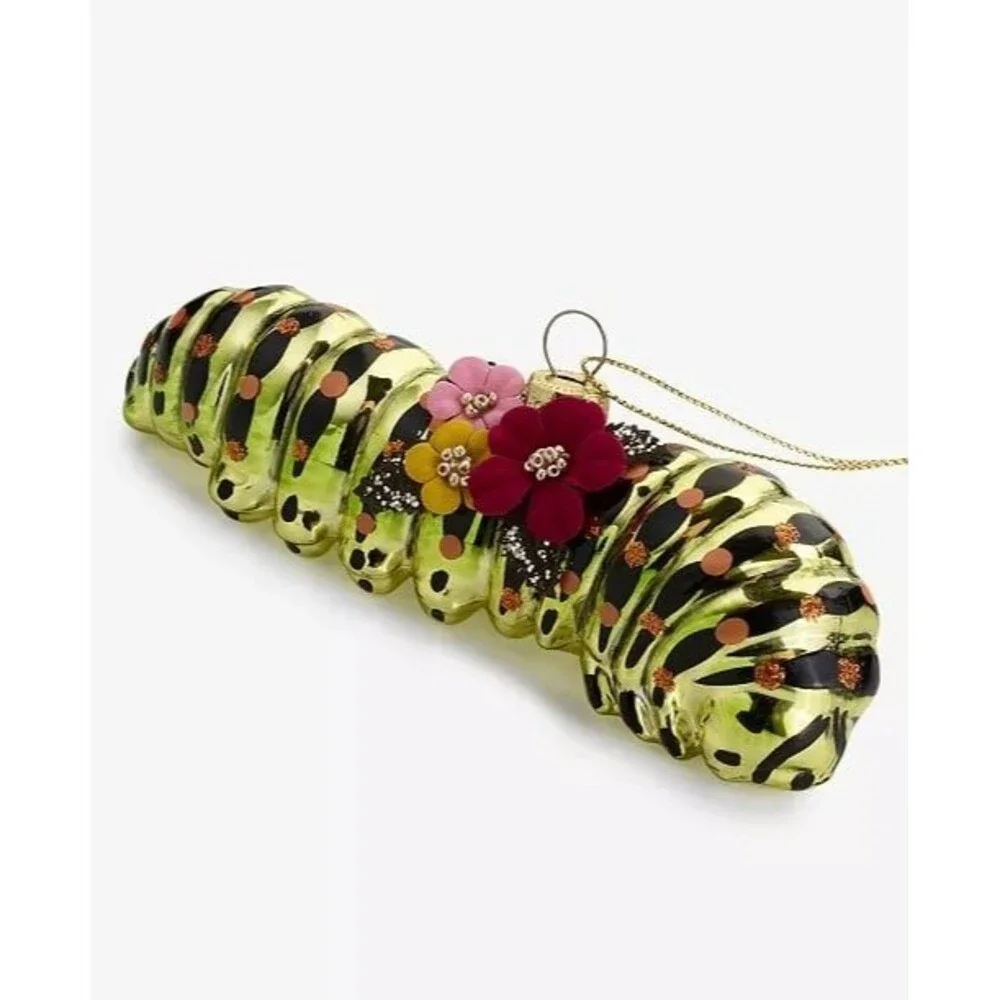 Macy’s Holiday Lane Enchanted Forest Glass Caterpillar Christmas Ornament
